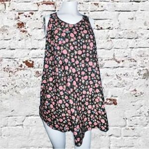 Built In Bra JuJu Jams The Jesse Racerback Pajama Top Tank Black Floral Sz Lg